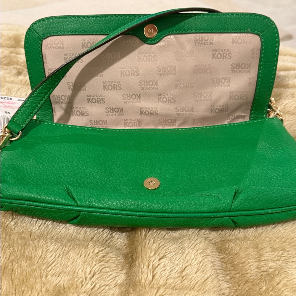 Michael Kors Emerald Green Leather Clutch - Picture 7 of 13